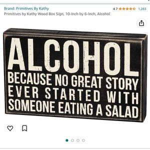 Primitives by Kathy wood block sign for bar cart